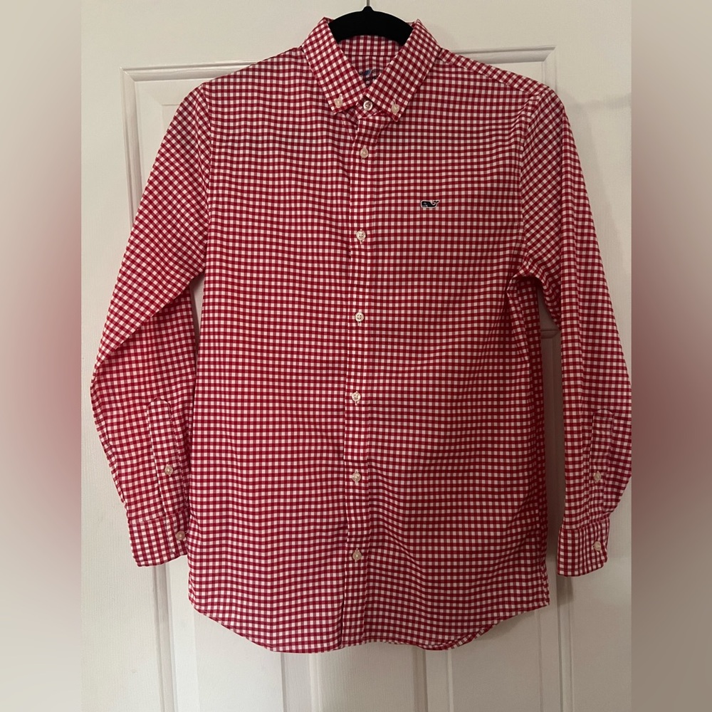 Vineyard Vines Boys' On-The-Go brrrº Gingham Shirt Size M (12-14)